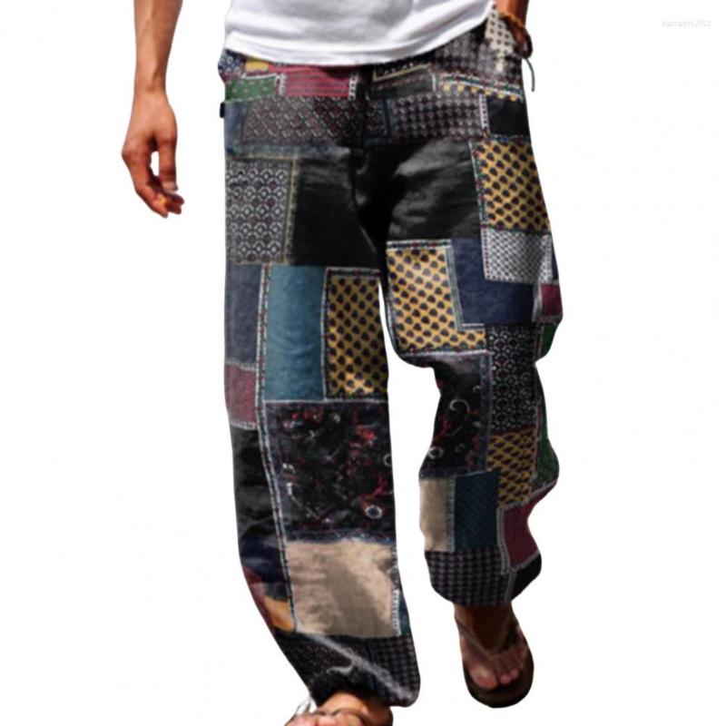 

Men' Pants Bottoms Trendy Relaxed Fit Printed Male Men Pockets For Vacation, Blue