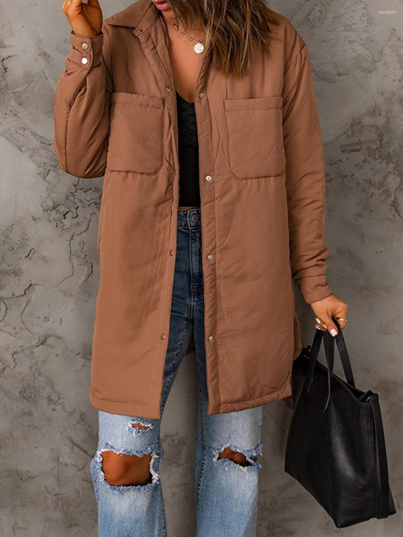 

Women' Down 2022 Winter Loose Coat Parkas Autumn Women Turndown Collar Single Breasted Retro Solid Color Jacket Casual Mid-length, White