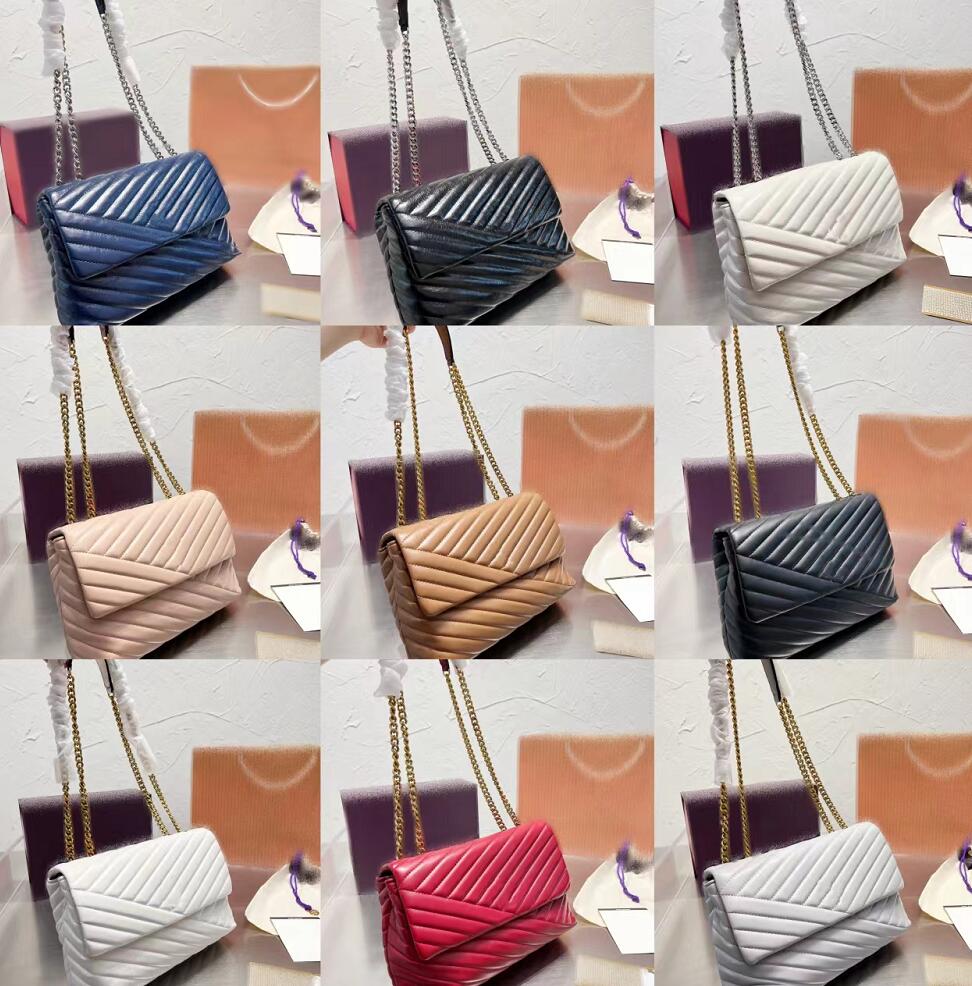

10 Colour Designer Shoulder Bag Women Chain Handbags Leather Buckle Latch Flip Envelope Bag Pure Color Quilting Messenger Bags Women's Classic Handbag, Red (gold chain )