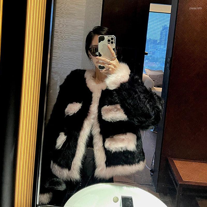 

Women' Fur 2022 Winter Lambwool Shirling Furry Jacket Women Double-faced Coat Ladies Fashion Quality Warm Elegant Overcoat, Beige