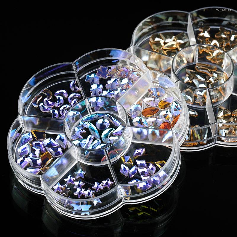 

Nail Art Decorations 1 Box 7 Grids Shiny Rhinestones Sparkle AB Flatback Mix Multi-Shapes Gem Stones For Decoration DIY Crafts