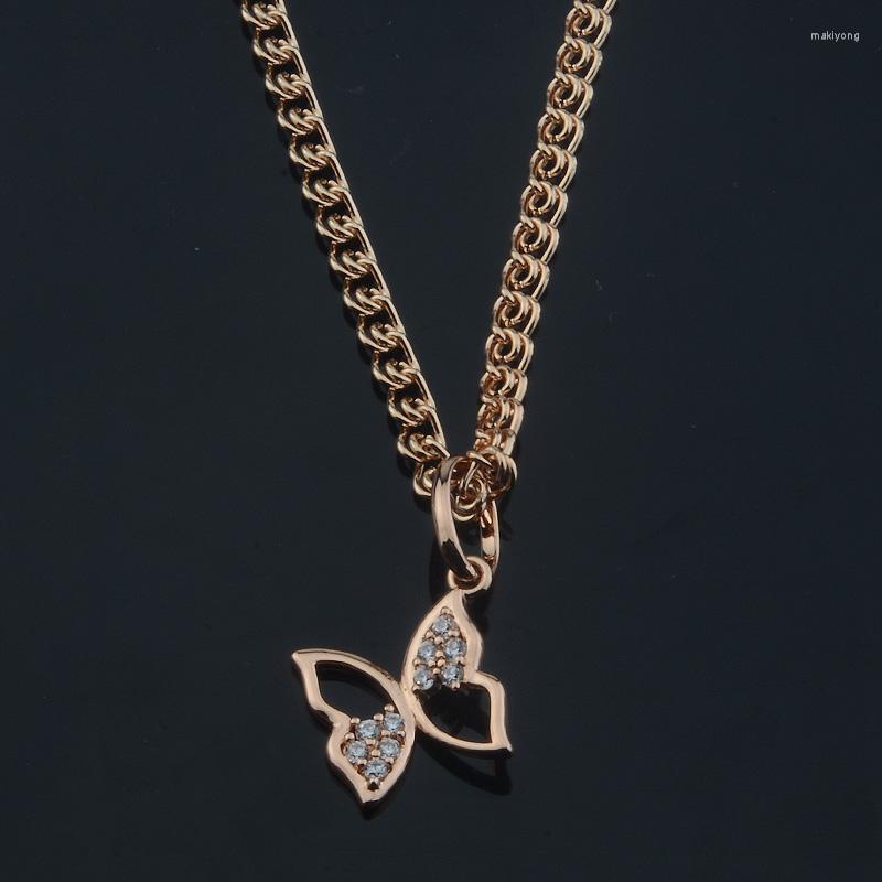 

Pendant Necklaces Fashion Jewelry Women Butterfly White Crystal 585 Rose Gold Color