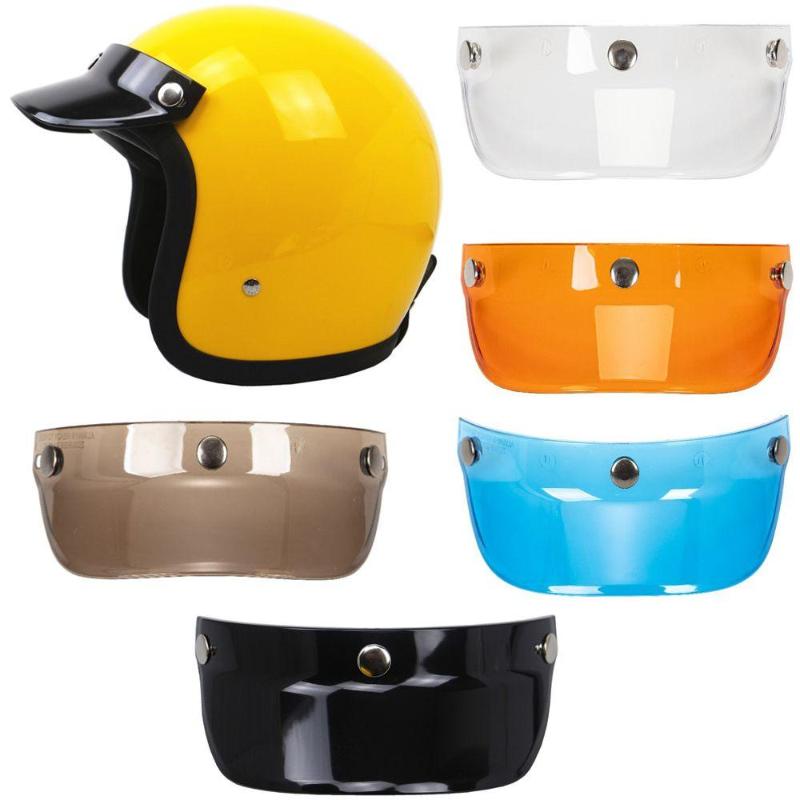 

Motorcycle Helmets Helmet 3 Snap-Button Visor Open Face Accessories Flip Up Wind Shield For 3/4, Transparent