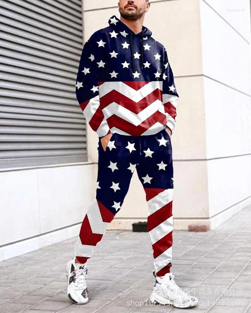 

Men' Tracksuits 2023 European And American Autumn Winter Men' Suit 3D Digital Printing Loose Pullover Hoodie Sweatpants Two Pice Set