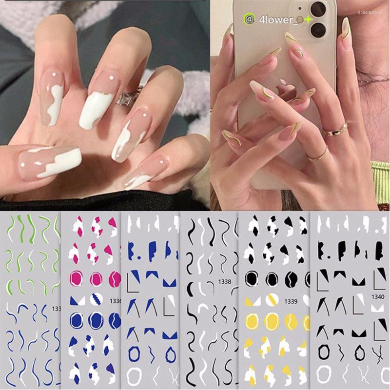 

Nail Stickers Tools Colorful Self Adhesive Color Line Stripe 3D Foils Wave Tape Decals Geometric Sliders, 1340