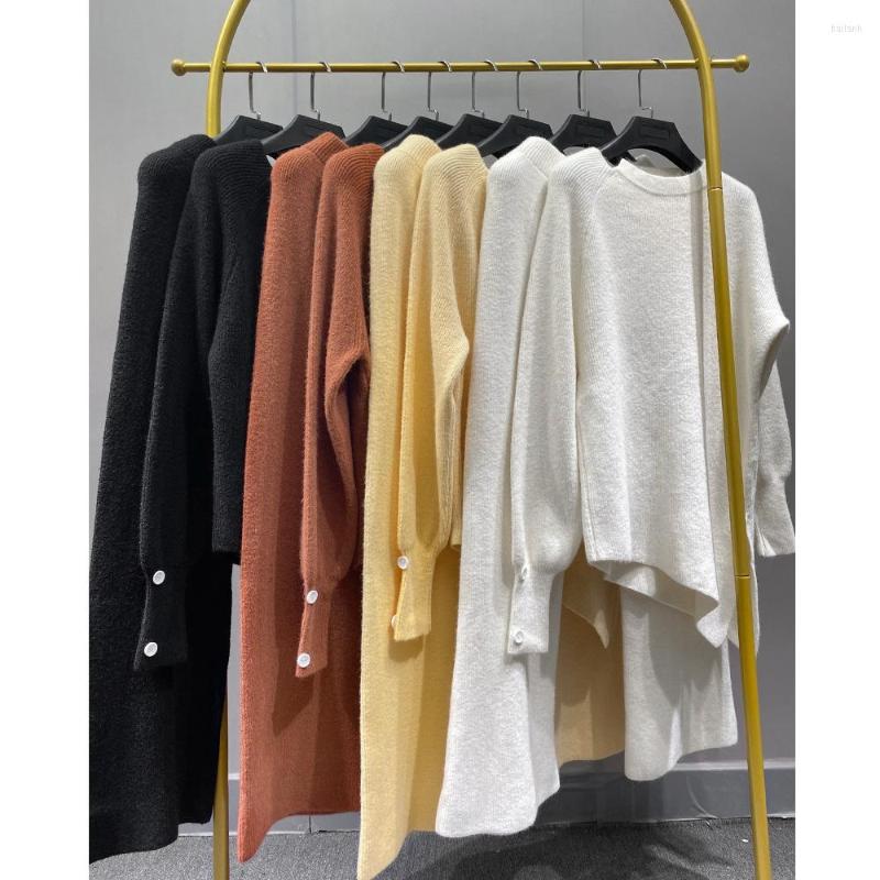 

Women's Two Piece Pants Women's Knit Suit 2022 Irregular Pullover Bat-sleeve Top And Casual Wide-leg 2 Set, Black