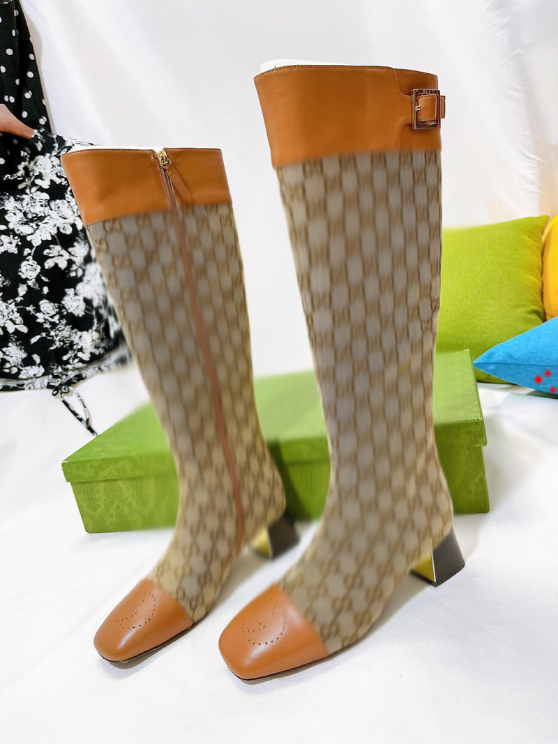 

2023 Luxury Designer Boots Double G Splicing Leather Shoes Autumn Winter Martin Boot Ladies Ankle Cowskin Shoe Fashion Camfort Booties With Box -M107, Picture color