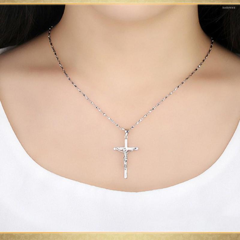 

Chains Christian Jesus Couple Sterling Silver Necklace Pair Student Minimalist European Vintage Cross Pendant Male