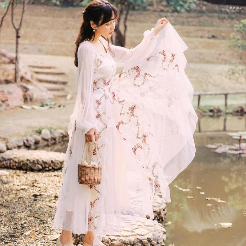 

Casual Dresses YiLin Kay 2022 High Quality Fashion Runway Designer Women Dress Heavy Industry Embroidery Super Fairy Maxi, Picture color
