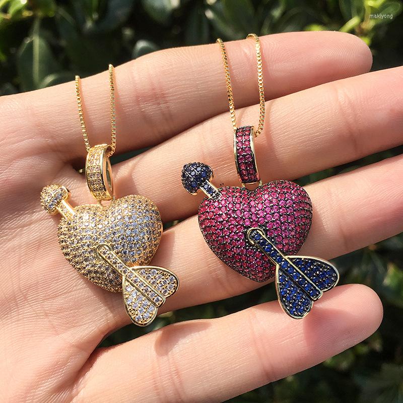 

Pendant Necklaces Funmode Cute Heat Shape Trendy Red Clear Cubic Zirconia Pave Handmade Pendants Necklace Wholesale FN33