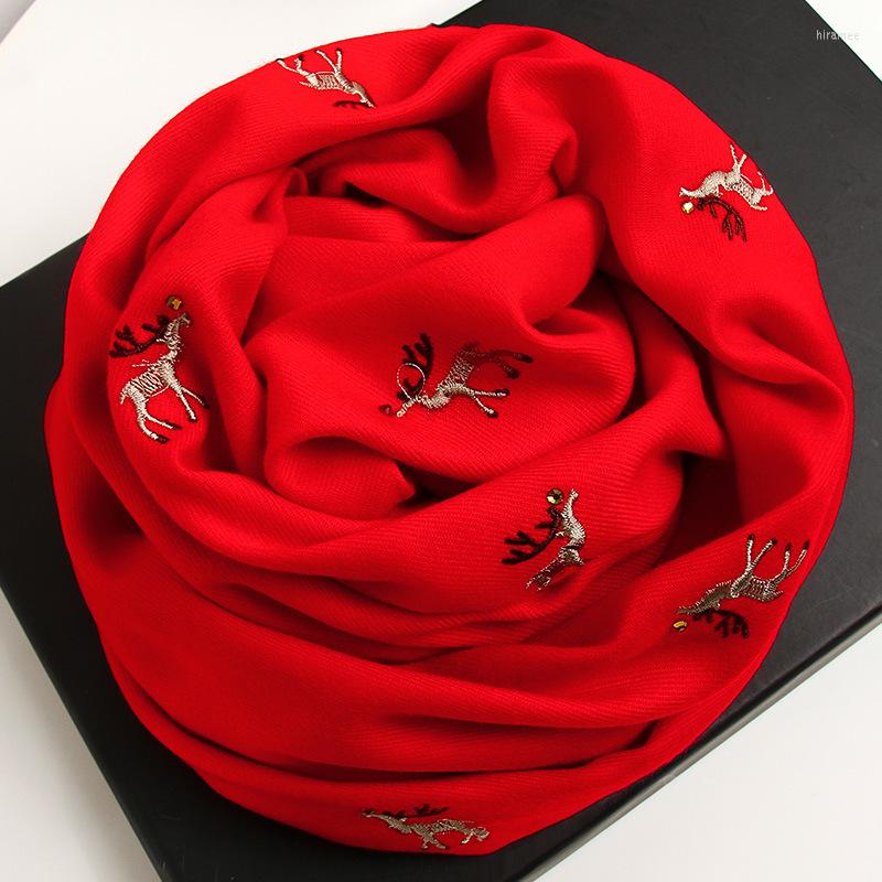 

Scarves Scarf Female Winter Elk Jacquard Christmas Gift Korean Version Of Everything Students Fall Warm Deer Embroidery Bib