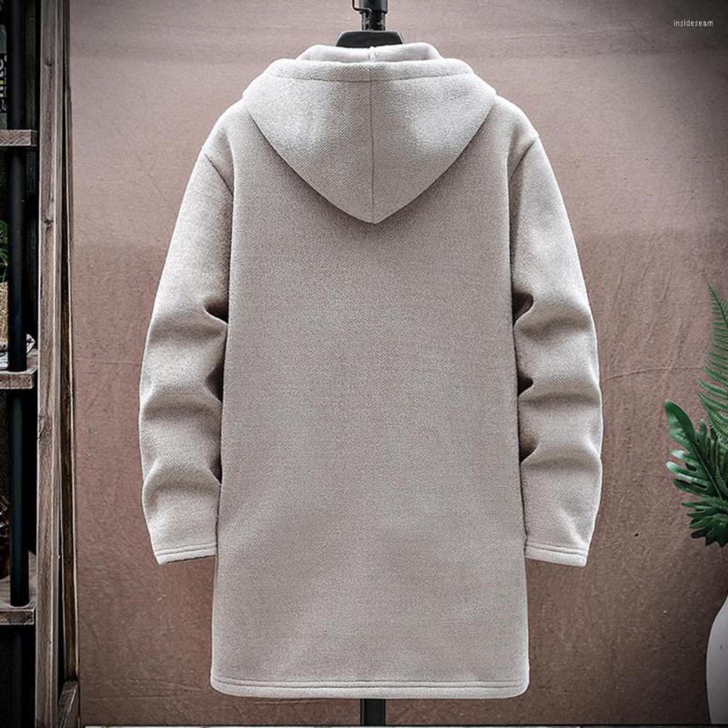 

Men's Trench Coats Men Coat Soft All Match Everyday Wear Hoodie Jacket Warm Outwear Cardigan For Outdoor, Black