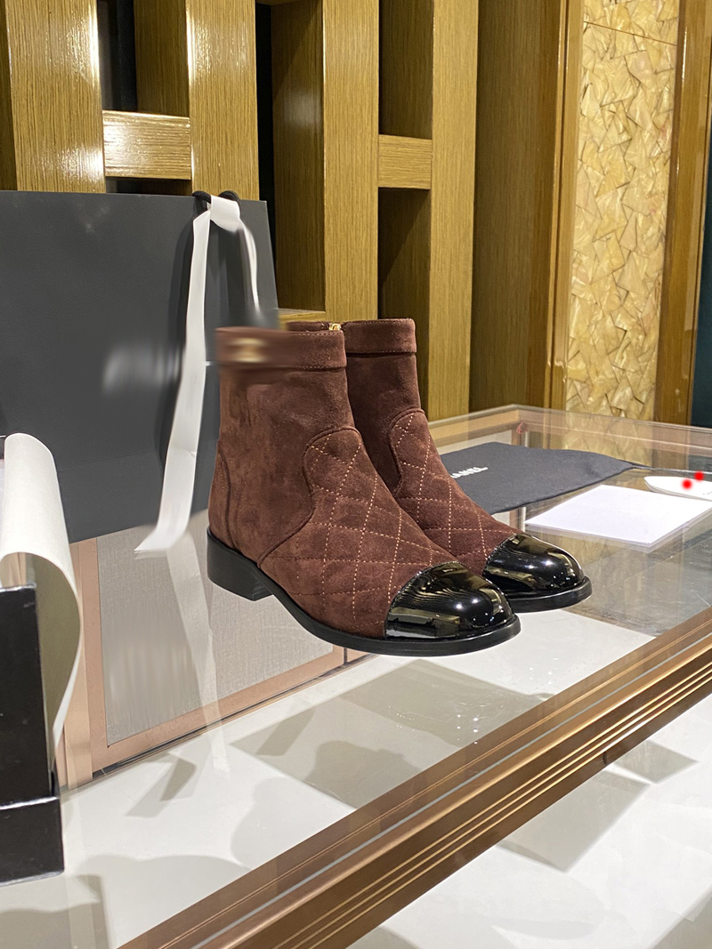 

2023 Luxury Designer Boots Double G Splicing Leather Shoes Autumn Winter Martin Boot Ladies Ankle Cowskin Shoe Fashion Camfort Booties With Box -M1011, Picture color