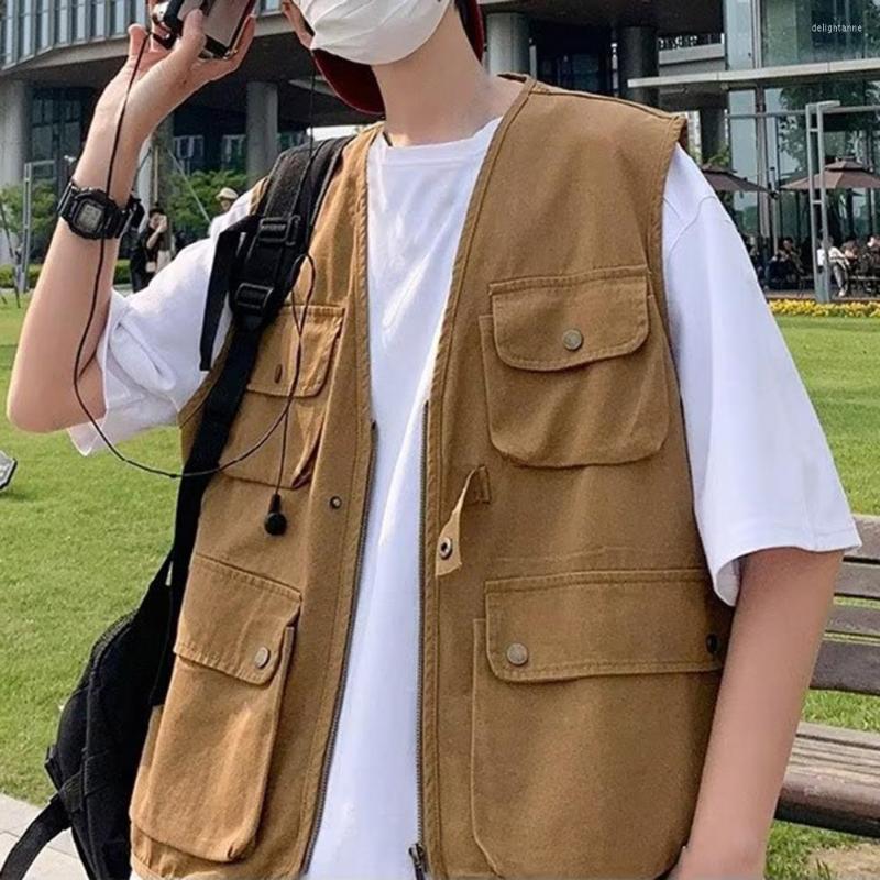 

Men's Vests Trendy Men Vest Skin-touch Coat Loose Fit Outdoor Sport Male Waistcoat Outerwear, Black
