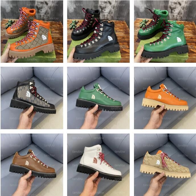 

Designer Women Ankle Boot Mountaineering Double G Snow Boots Mens Hiking Martin Fashion Leather North Booties Size 35-45, Color 14