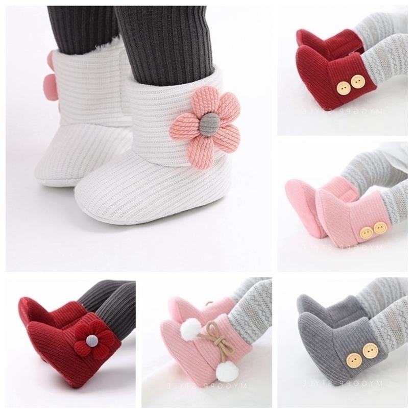 

First Walkers Toddler born Baby Crawling Shoes Booties Boy Girl Slippers Prewalker Trainers Fur Winter Flower Walker 221107, H2