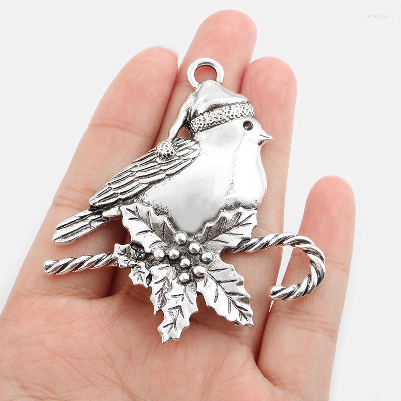 

Pendant Necklaces 2pcs Trendy Bird With Hat Flower Branch Charms For Neckalce Jewelry Findings Lucky Christmas Gifts 66 59mm