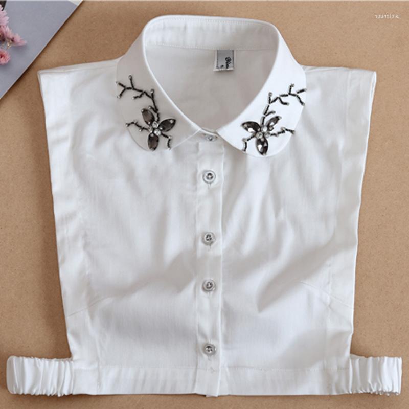 

Women's Blouses Design Women Crystal Pearl Detachable Colla Shirt Fake Collars With Pearls Decoration Ladies Lace Removable False, White