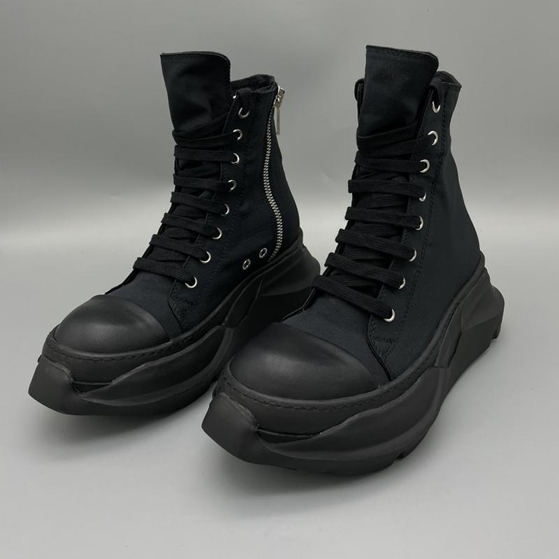 

Fashion Rick Men's Casual Shoes Men's Canvas Soled Boots DRK Couple's Designer Owens Male Sneakers Thick Sole Women's Sports Shoe SHDW, Black