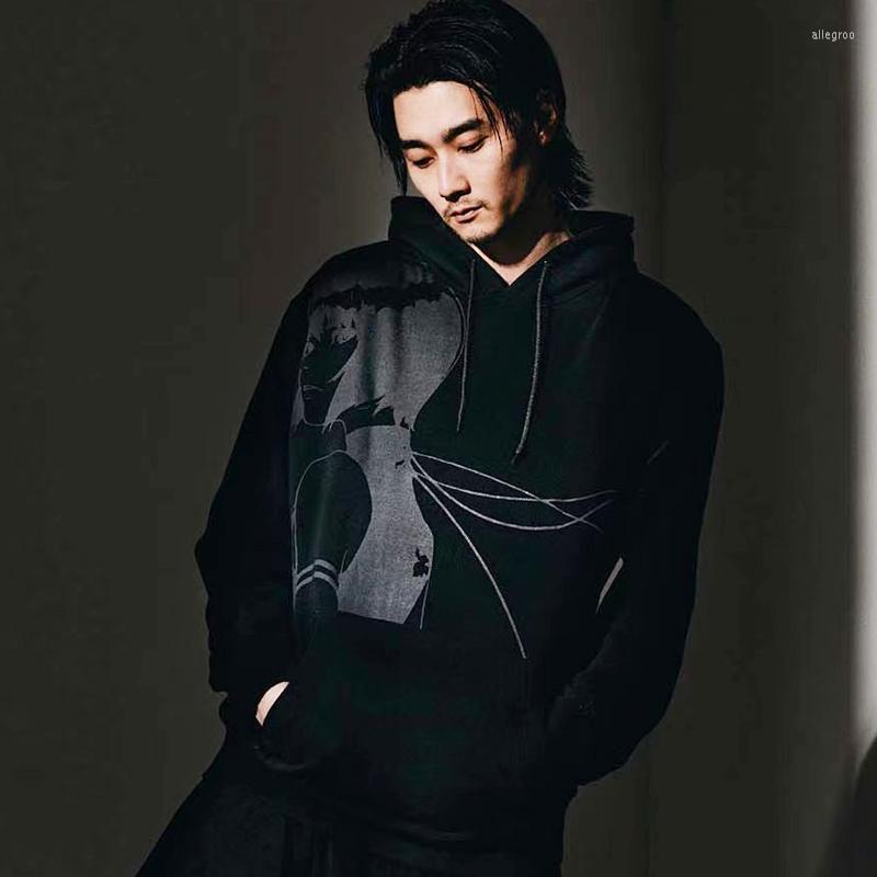 

Men' Hoodies Cartoon Printing Fashion Trend Loose Pullover Hoodie Men' And Women' Casual Sweater, Black