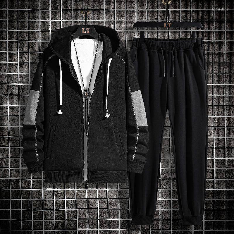 

Men's Tracksuits Spring And Autumn Men's Tracksuit Fashion Male Zipper Sweatshirts Sweatpants Two Piece Suit Jacket Windbreak Sportswear, Nkp5804 black