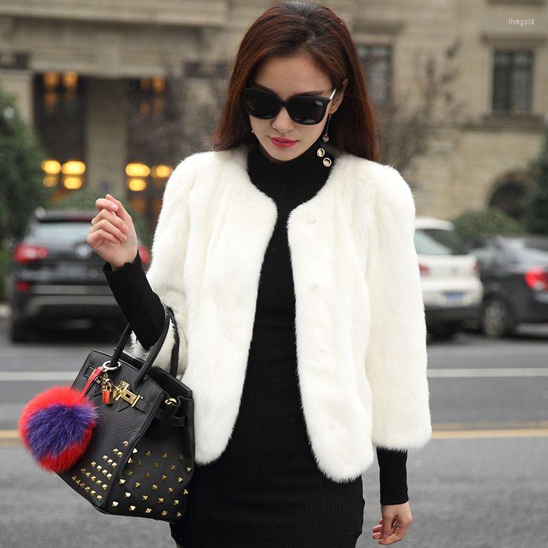 

Women' Fur Women ' Jacket Faux Coat Short Imitate Rex, White