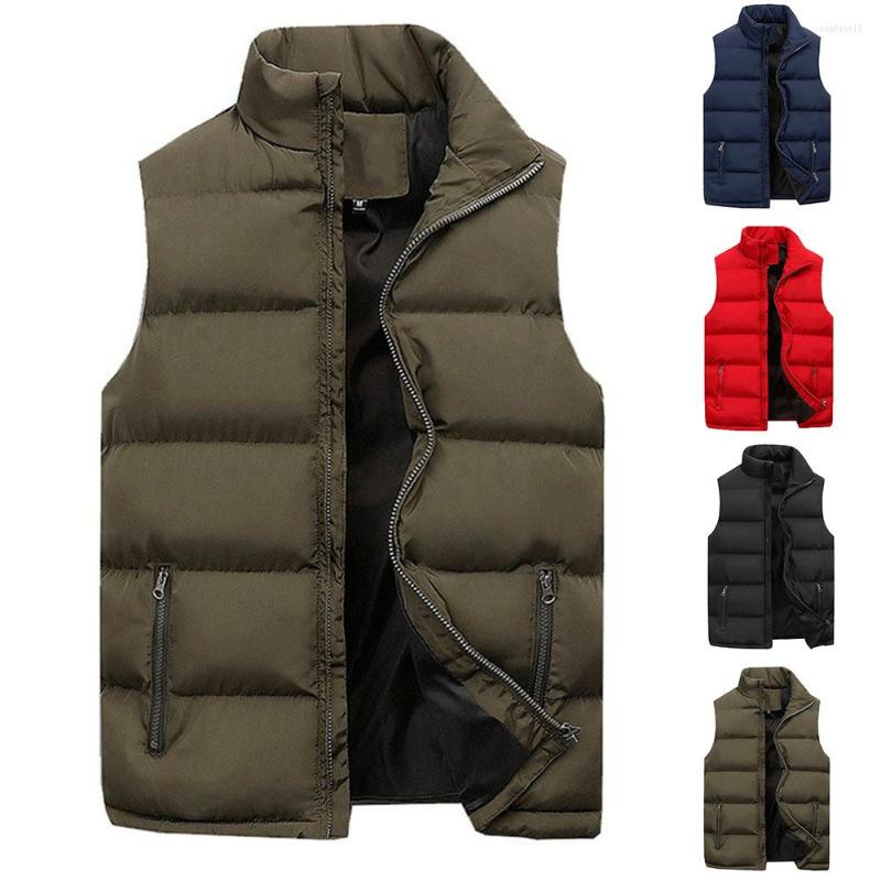 

Men's Vests Men Winter Warm Down Quilted Vest Body Sleeveless Padded Jacket Coat Outwear Classic Waistcoat -4XL, Army green