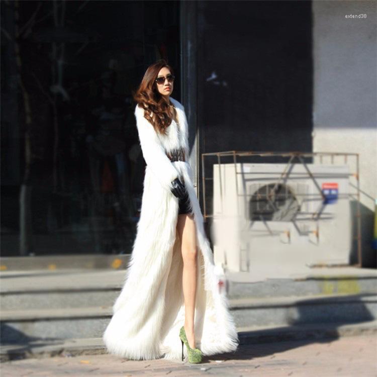 

Women' Fur Winter Long Teddy Coat Women Casual Plus Size Thick White Faux Black Furry Overcoat Female Loose Outerwear 4xl