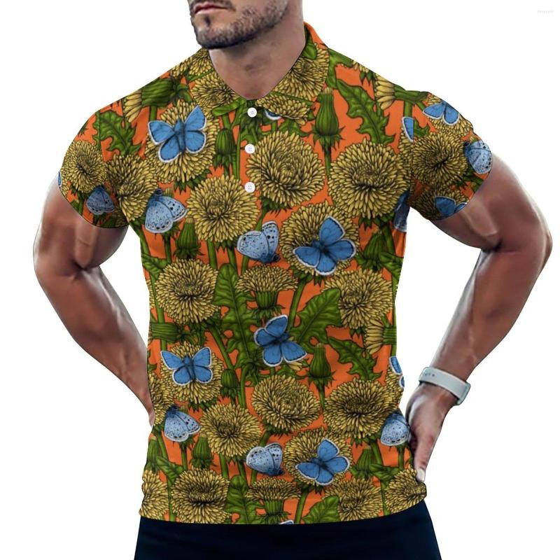 

Men' Polos Blue Butterfly Print Polo Shirts Man Dandelion Meadow Casual Shirt Summer Streetwear T-Shirts Short Sleeve Design Oversized Tops, Style-10