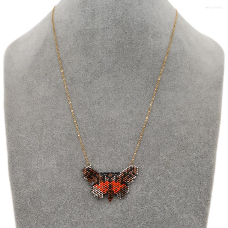 

Chains Go2boho Butterfly Necklace For Women Vintage Jewellery Handmade Seed Bead Jewelry Miyuki Pendant Necklaces Stainless Steel Chain