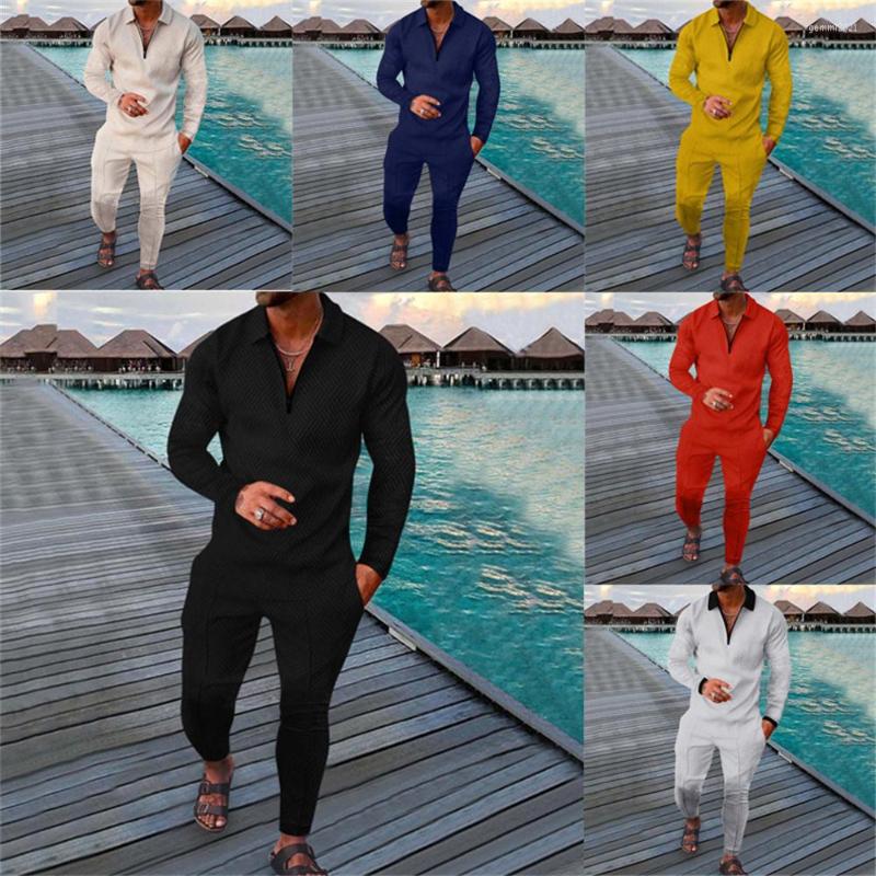 

Men's Tracksuits Autumn 2022 Men's High Quality Sportswear 2-piece Zipper Long Sleeve Polo Shirt Trousers 3d Street Suit