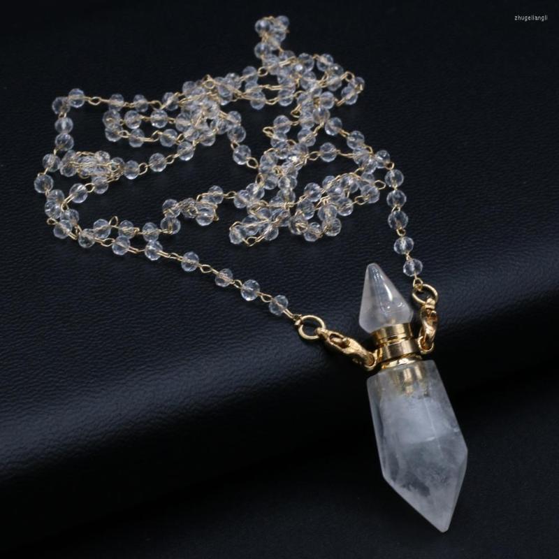 

Pendant Necklaces Natural Clear Quartz Perfume Bottle Pendants Free Two Eyes Stones Chains For Jewelry Making DIY Bracelet Necklace