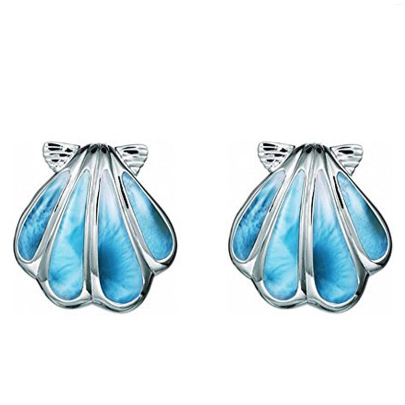 

Stud Earrings Selling 925 Sterling Silver Natural Larimar Shell For Women's Earring