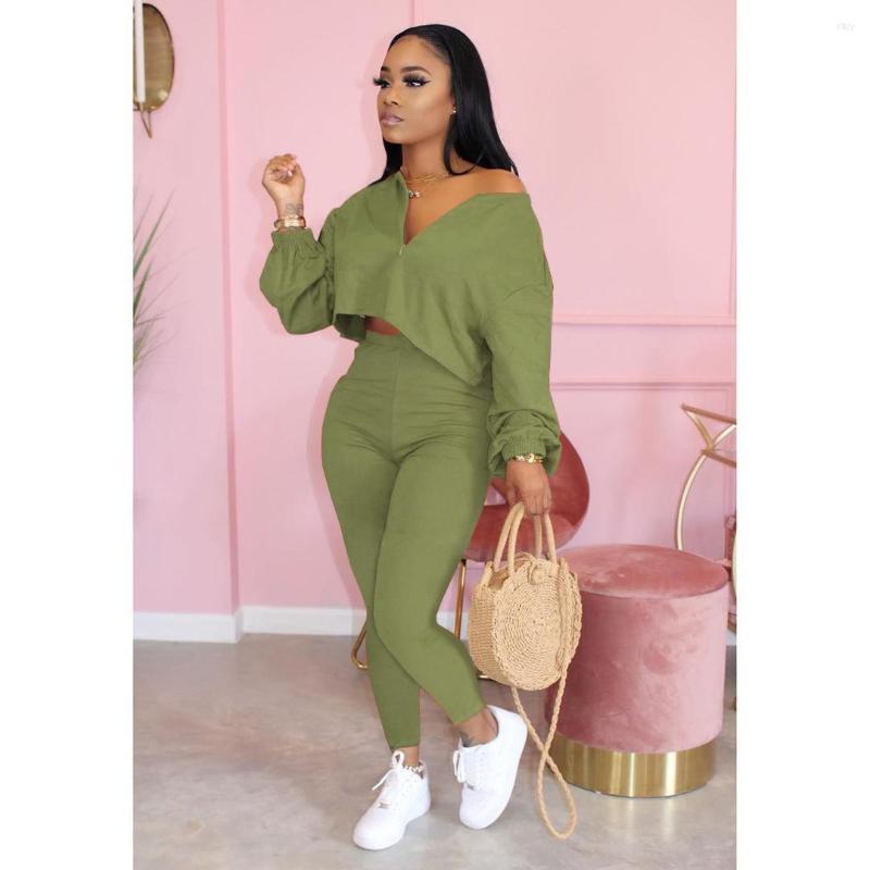 

Women's Two Piece Pants Custom Logo Casual Women Outfit Plus Size Fashion Crop Top Jogger Set Long Sleeves Solid 2 Sets, Gray