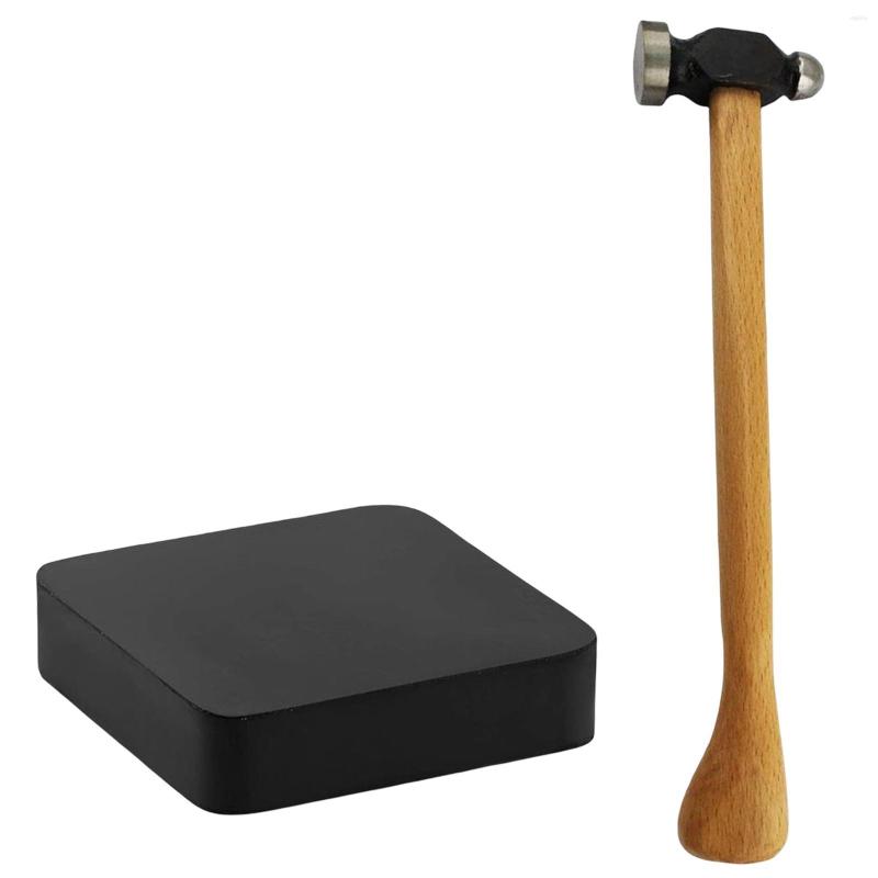 

Steel Mallet With Rubber Bench Block For Hammering Metal Dapping Jewelry Making Crafts