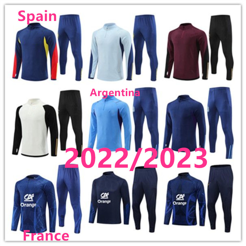 

2022 Various national teams ArgentinaES Brazil football tracksuit 2023 Cup Half pull Men kids soccer tracksuit kits Training suit jogging chandal survetement, Shorts