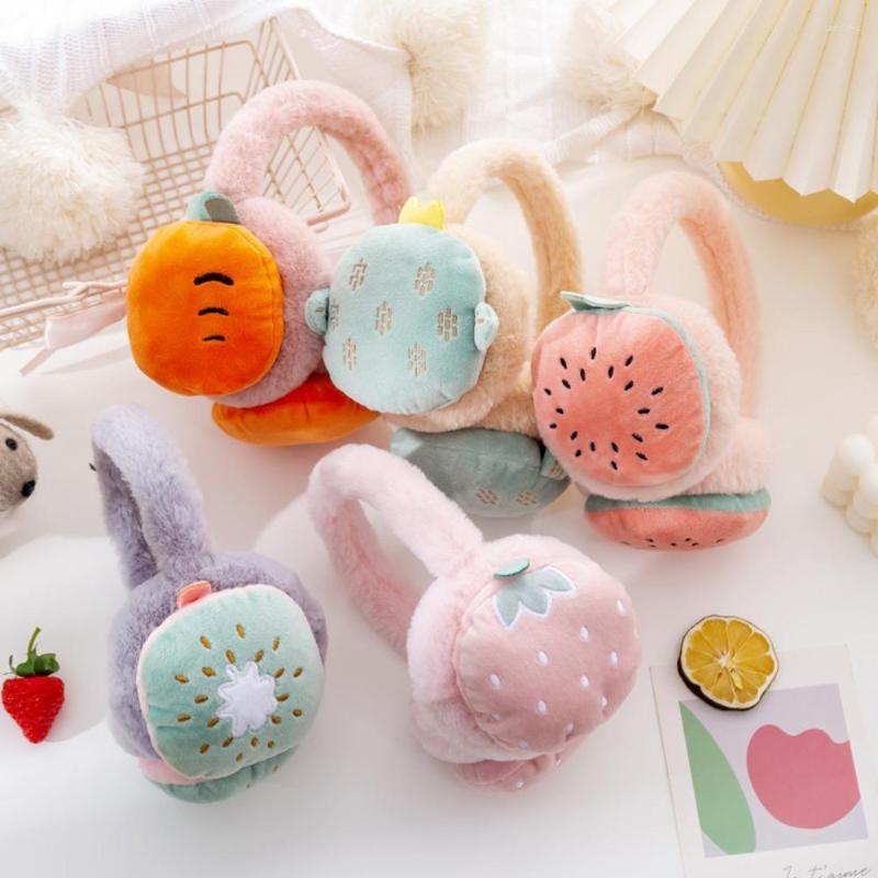 

Berets Adjustable Unisex Soft Plush Thick Warm Fruit Pattern Earmuffs Cartoon Children's Earwarmers Lovely Ear Flap