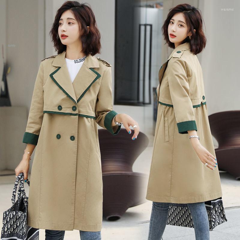 

Women's Trench Coats 2022 Spring Women Coat Double-breasted Mid-length British Style Temperament And Autumn Windbreaker Women's, Khaki