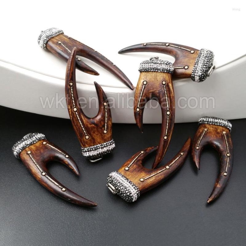 

Pendant Necklaces WT-NP231 Est Exclusive Crab Design Rhinestone Beads Pave Horn High Quality Designer Resin