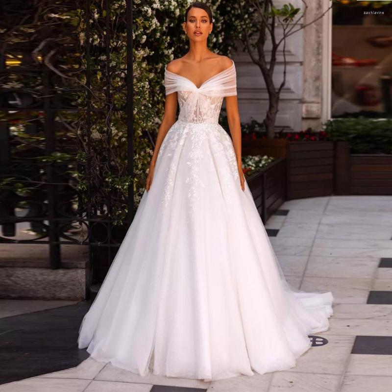

Wedding Dress Detachable Lantern Sleeves Dresses Sexy Lace Sweetheart Off The Shoulder A Line Princess Bridal Gowns, White