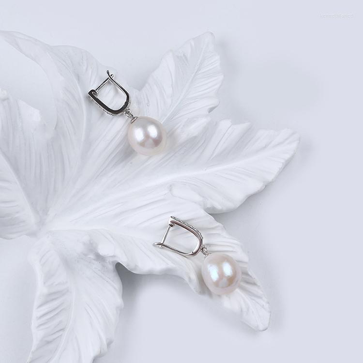 

Dangle Earrings Simple Design White 13-14mm Edison Round Pearl Earring Freshwater