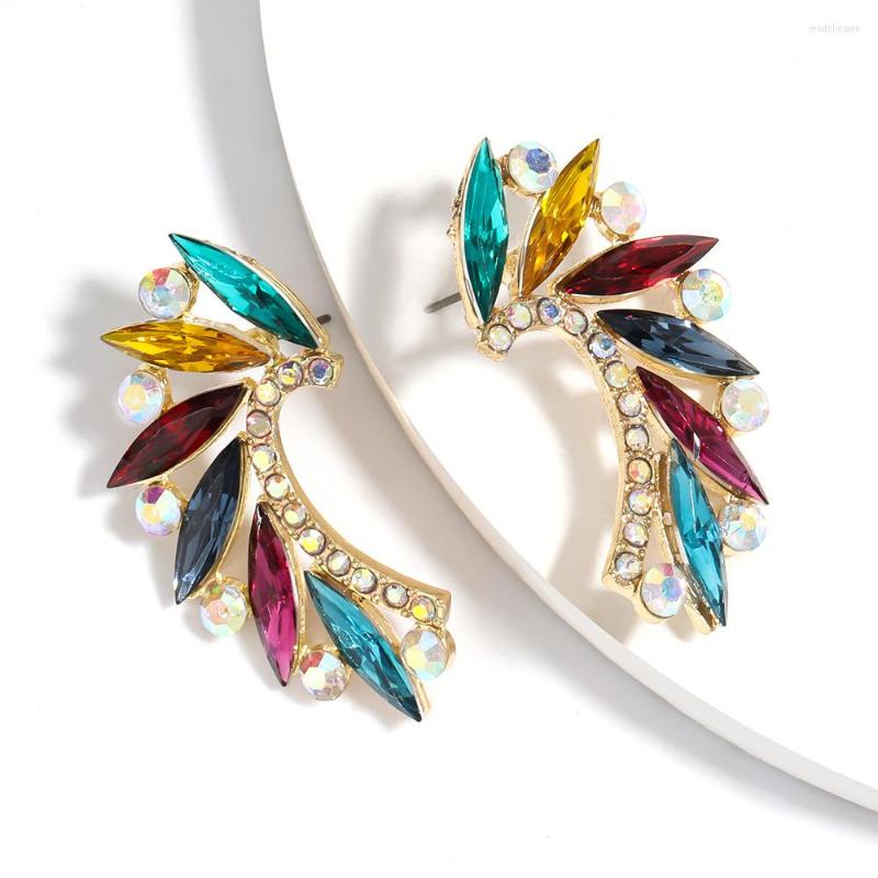 

Stud Earrings Fashion Color Diamond Series Half Love Heart Shape Women's Rhinestone Inlaid Super Flash Jewelry