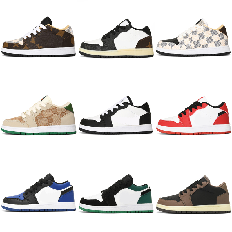 

Kids Jumpman 1 Low Basketball Shoes Royal Obsidian Chicago jordon 1S designer skateboard shoes Toddler Boys Girls Sneakers Children Sports casual Shoe Size 24-35, As photo 10