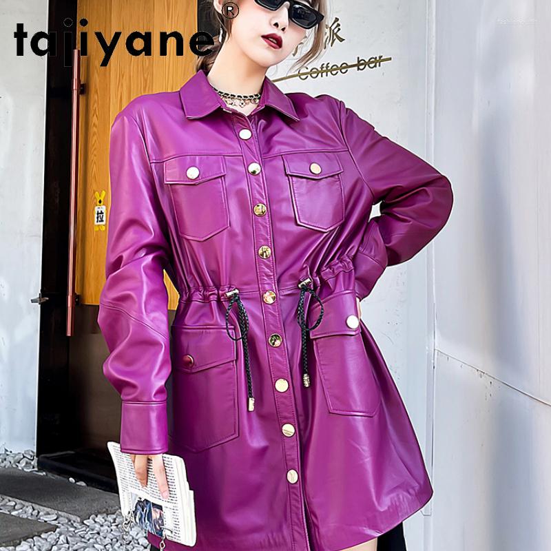 

Women's Leather Top Genuine Jacket Women 2022 Spring Autumn Casual Women's Outfits Elegant Single Fashion Trench Coat, Black
