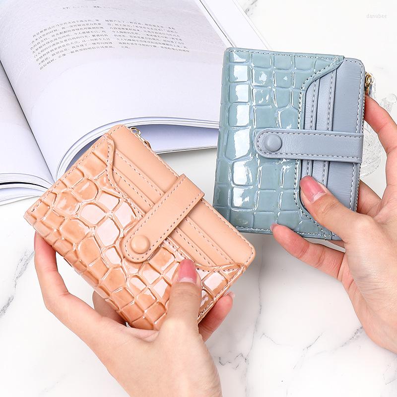 

Wallets 2022 Purse Female Short High-end Multi-card Multi-function Outside Solid Color Stone Pattern Trend Zero Woman, Brown