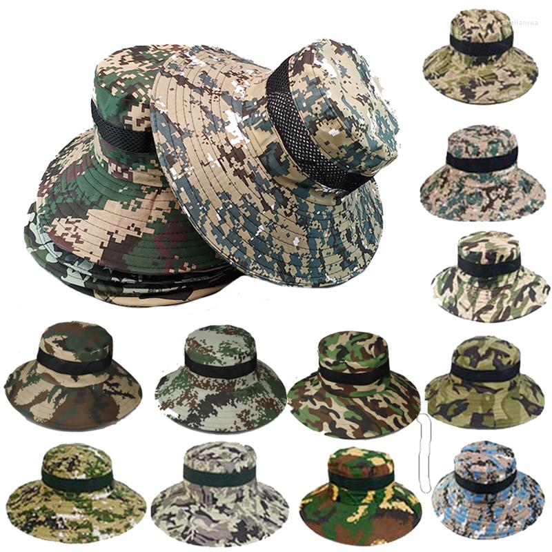 

Berets Breathable Mesh Camouflage Tactical Caps Men Women Camo Military Boonie Hats Us Army Sun Bucket Cap Fishing Hiking Hunting Hat