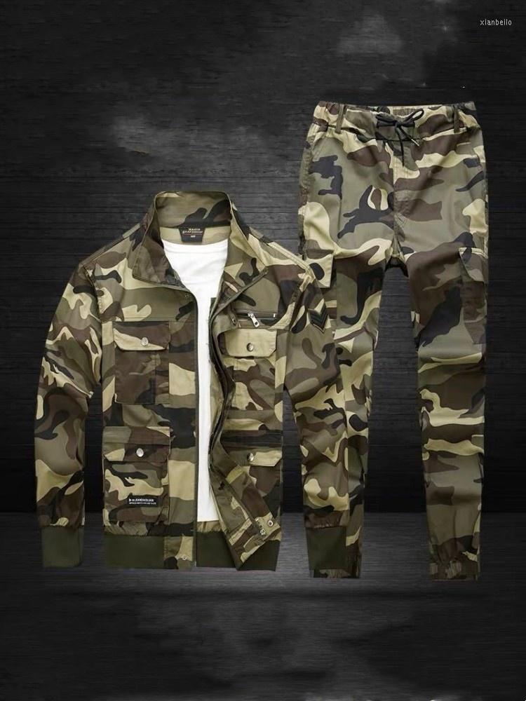 

Men's Tracksuits Military Camouflage Denim Jacket Jeans Two Piece Men Army Spring Autumn Work Clothing Personality Matching Set Outfit Male
