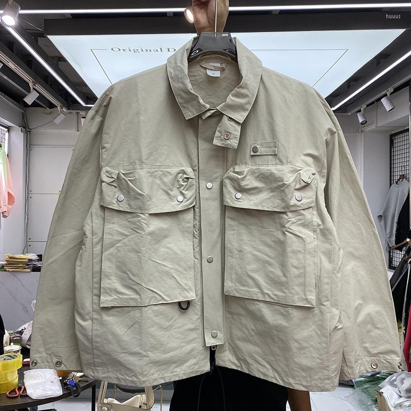 

Men's Jackets High Street Multi Pocket Twist Buckle Workwear Simple Outdoor Sports Jacket Loose Windproof Men's And Women's, Black