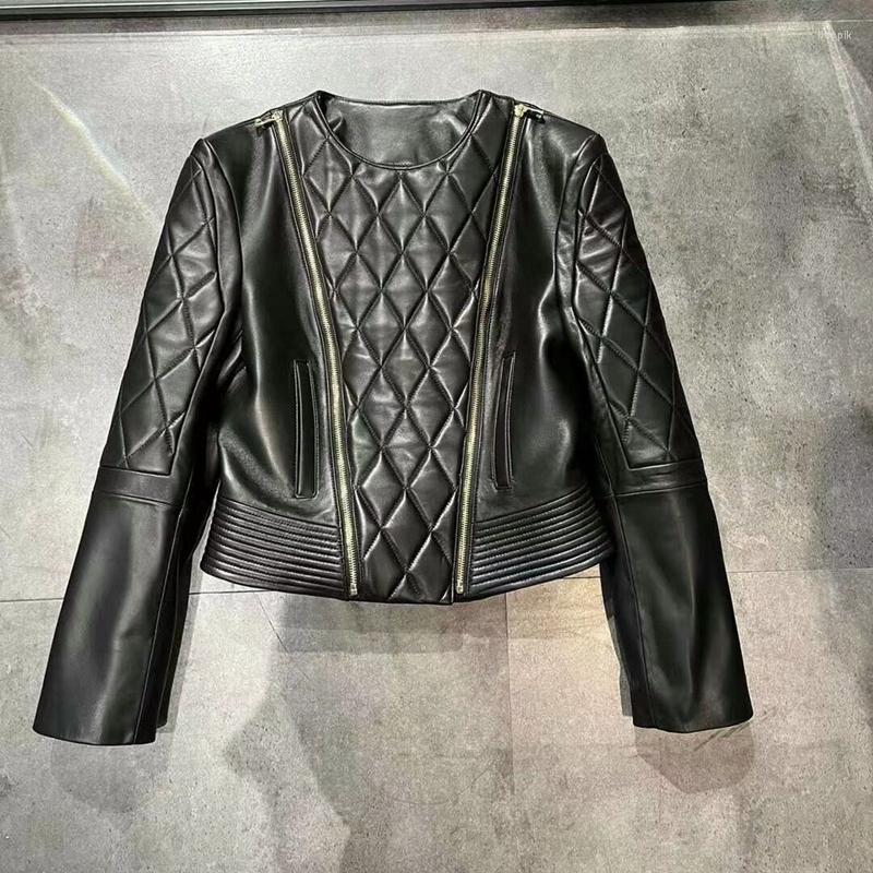 

Women' Leather Women Coat Sheepskin Jacket 2022 Fashion Natural H906, Black