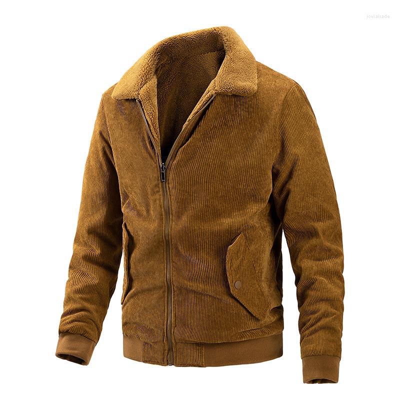 

Men's Jackets Mcikkny Men 2022 Winter Corduroy Jacket Coats Double Face Turn Down Collar Outwear Tops Solid Color High Quality, Beige